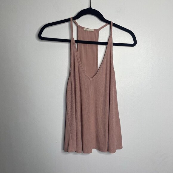 Free People Tops - Free People Intimately Tank Top Rib Knit V Neck Flowy Light Brown Women's Small